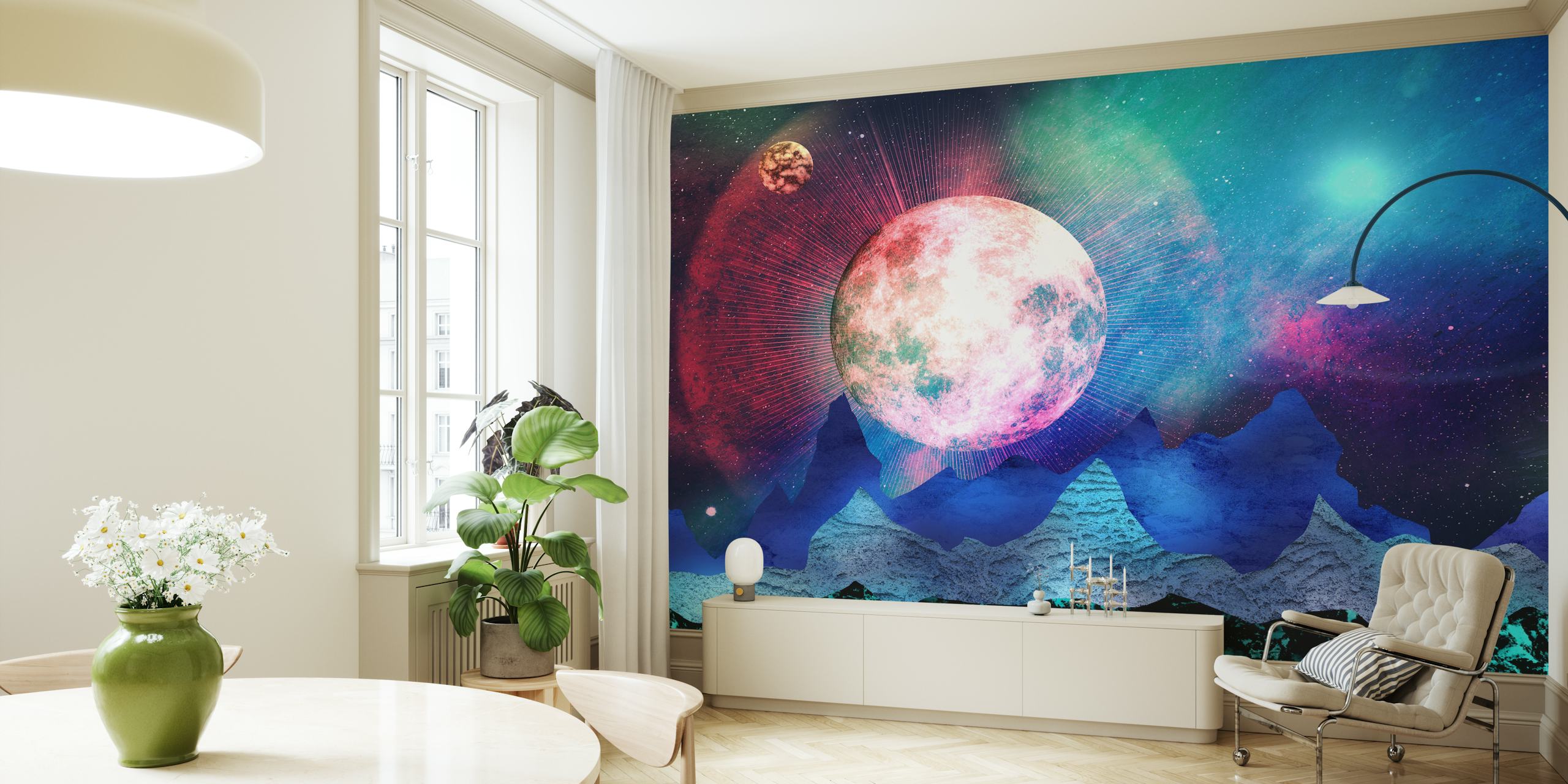 Kosmisk tapet med livliga Planets In Space